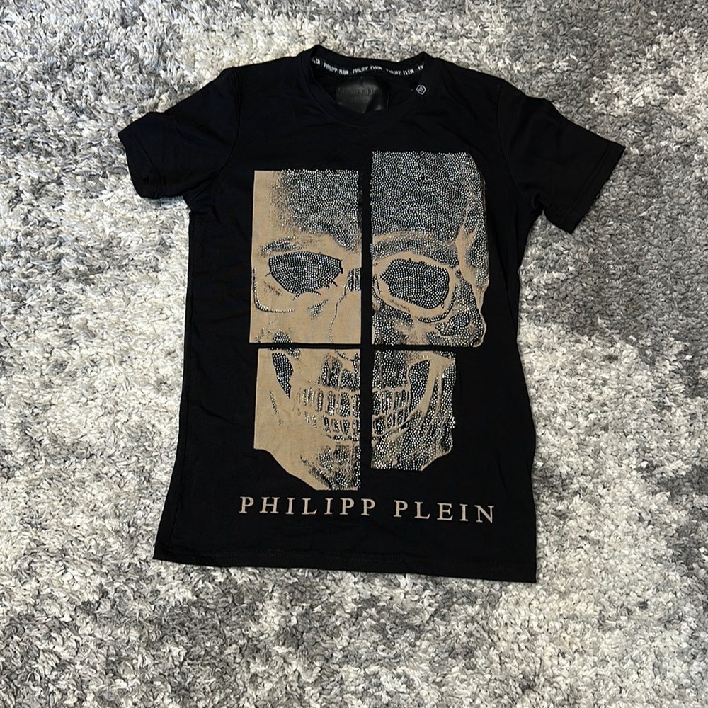 Philipp Plein Swarovski crystal skull t shirt small black